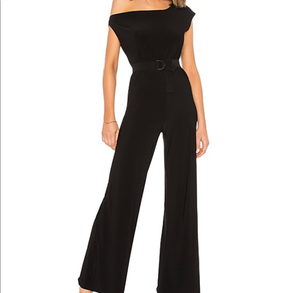 Black Norma Kamali jumpsuit w belt
